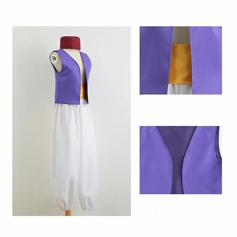 Adult Aladdin Prince Costume Arabian Nights Cosplay with Belt and Hat for Halloween Party Performance God's Lamp Party Dress