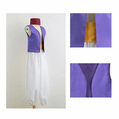Adult Aladdin Prince Costume Arabian Nights Cosplay with Belt and Hat for Halloween Party Performance God's Lamp Party Dress