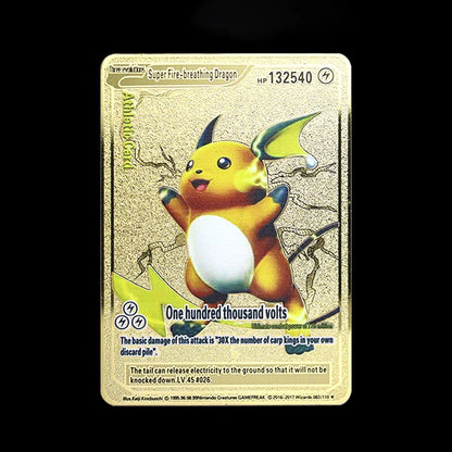 Pokémon 183200 Pontos Alto HP Cartas de Metal Douradas Pretas Inglês Francês Vmax Mega GX Coleção de Cards Charizard Pikachu Mewtwo