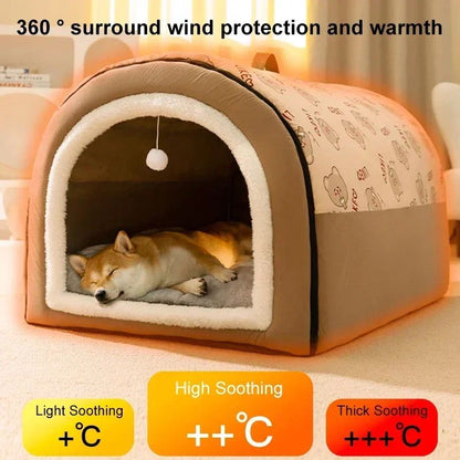 Casa de Cachorro Quente de Inverno Cama para Dormir para Animais de Estimação Destacável para Cães e Gatos de Pequeno e Médio Porte Canil Macio Antiderrapante Ninho para Filhotes e Gatinhos