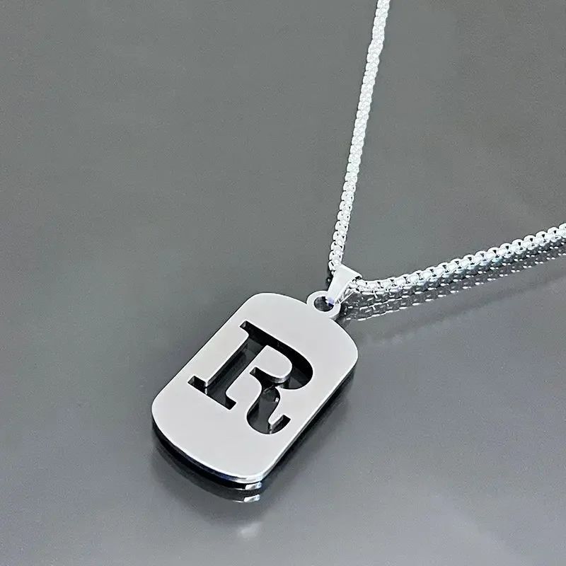 Colares de pingente de aço inoxidável com letra inicial A-Z da moda punk para homens e mulheres, atacado, joias, colar, joias góticas