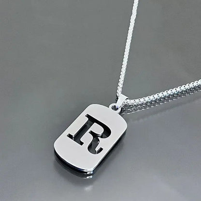 Colares de pingente de aço inoxidável com letra inicial A-Z da moda punk para homens e mulheres, atacado, joias, colar, joias góticas