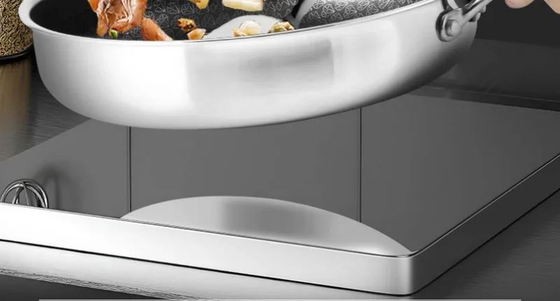 Panela de Fritura Antiaderente Giyoca Honeycomb Wok Não Revestida Aço Inoxidável 316 Utensílios de Cozinha Domésticos Multifuncionais Universais para Fogões