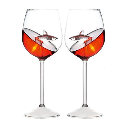 Taças de Vinho Tubarão Copo de Vidro Taça Europeia de Vinho Tinto Garrafa de Água Cálice Decoração de Festa de Casamento Presente 300ml