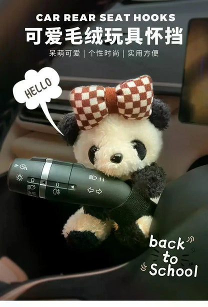 New Soft Panda Car Doll, Funny Cartoon Gear Shift Knob Cover Anti-Skid Dashboard Ornament for Automotive Interior Decor