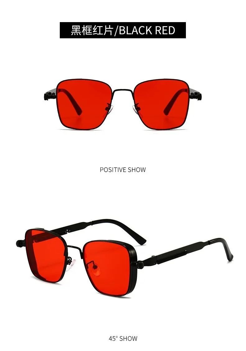 New Sunglasses Men Driving Sunglasses Retro Spring Leg Driving Outdoor Sports Metal Rectangular Decorative Glasses Women Uv400