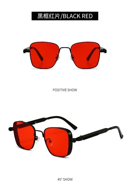 New Sunglasses Men Driving Sunglasses Retro Spring Leg Driving Outdoor Sports Metal Rectangular Decorative Glasses Women Uv400