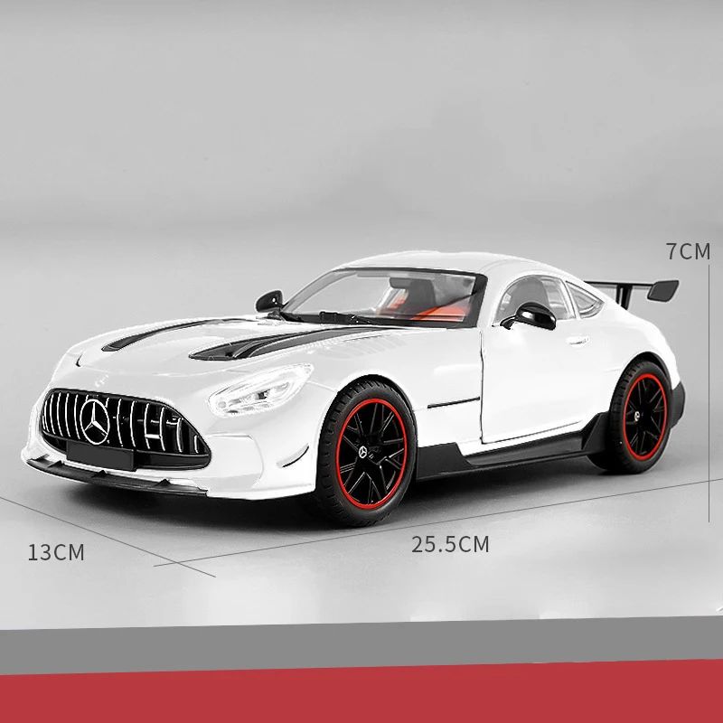 Grande 1:18 Mercedes Benz GTR Miniatura de Carro de Liga Leve Coleção Simulação Diecast Som e Luz Veículo Brinquedos Carro Para Presentes Infantis