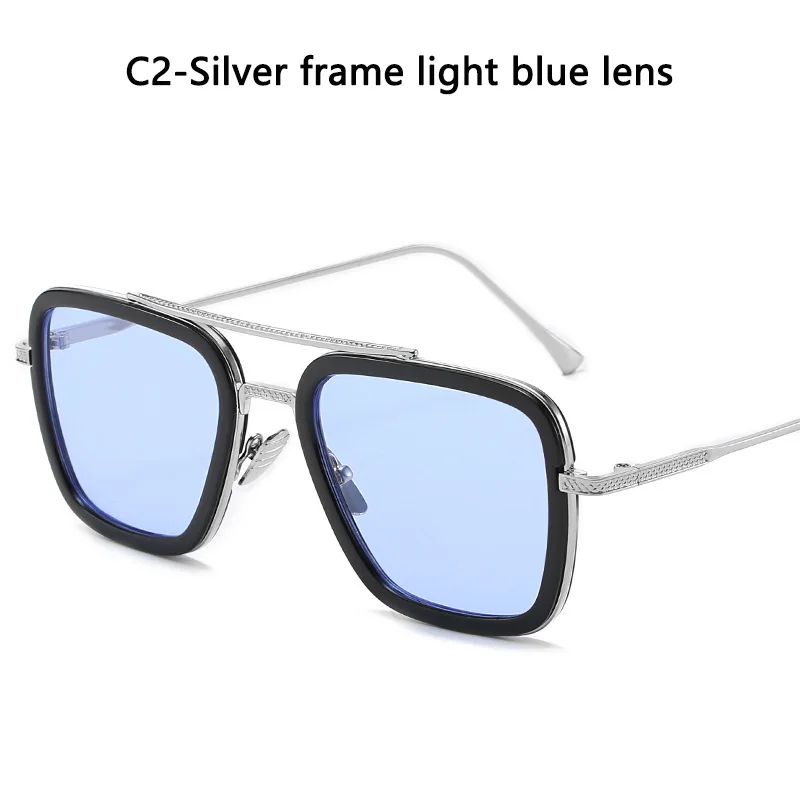 Óculos de Sol da Moda Armação Quadrada Estilo Tony Stark Óculos de Sol Feminino Masculino Quadrado Grife Óculos Retrô Masculino Iron