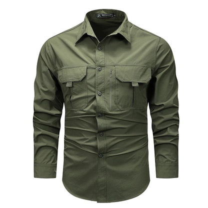 Spring Men Tactical Work Long Sleeve Shirt Man Outdoor Casual Multi Pocket Shirts Male Autumn Breathable Cargo Oversized Blouses