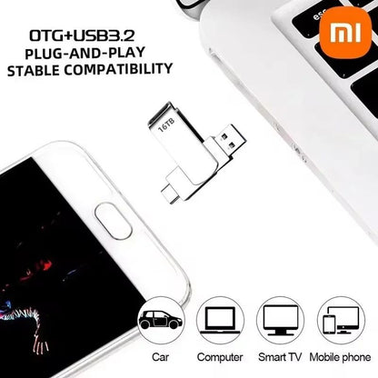 Xiaomi 16TB USB 3.2 Flash Drive 520MB/s High Speed 2 in 1 Type C OTG Pen Drive Waterproof Large Storage for Phone Computer PC