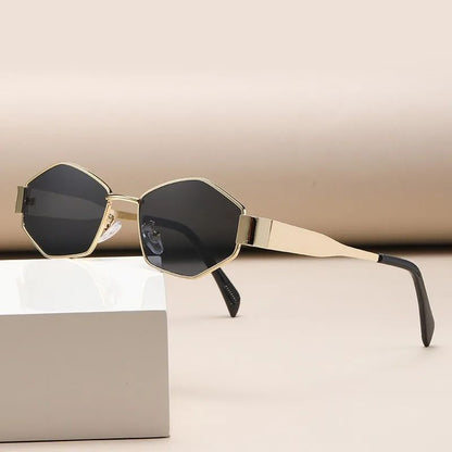 Fashion Polygonal Women Sunglasses 2025 Vintage Brand Rhombus Ladies Sun glasses Shades Unique Metal Frame Punk Eyewear Men