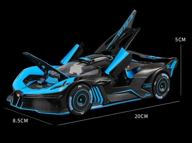 Spray 1/24 Bugatti Bolide Supercar Alloy Model Sound Light Diecast Toy Vehicle Boy Car Toy Gift Collectable Miniature Home Decor