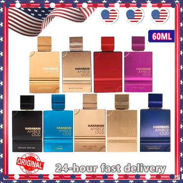 60ml Al Haramain Amber Oud Eau De Parfum Femmen Spray Original Árabes Perfumes Duradouro Nobre Masculino Feromônio Perfume Colônia Maquiagem