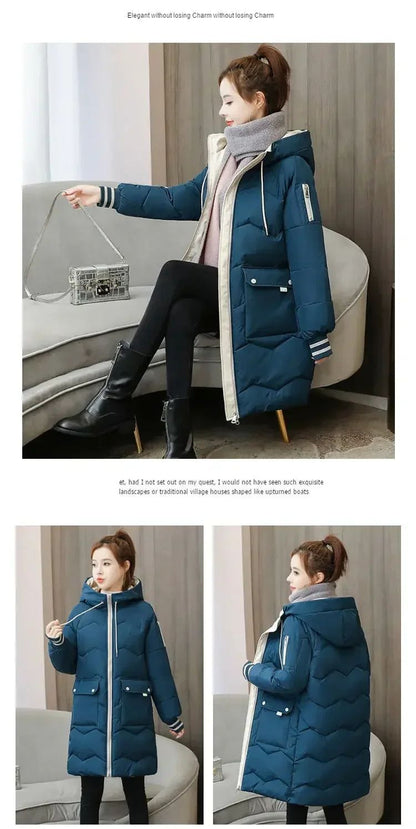 2025 Winter Women Jacket Coats Long Parkas Female Down Cotton Hooded Overcoat Thick Warm Jackets Windproof Casual Student Coat