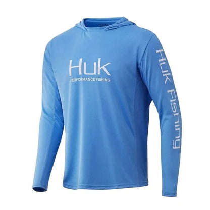 Camisa de Pesca HUK Com Chapéu Manga Longa Proteção Solar UV UPF50 Verão Secagem Rápida Leve Masculina Roupa de Pesca Esporte Caça Acampamento
