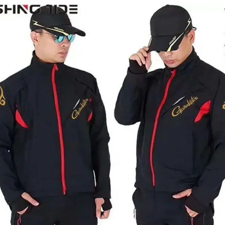 Novo Conjunto de Roupas de Pesca Outono Inverno GM Masculino, Conjunto de Calça e Jaqueta de Pesca Impermeável, Respirável e Quente de Fleece para Montanhismo