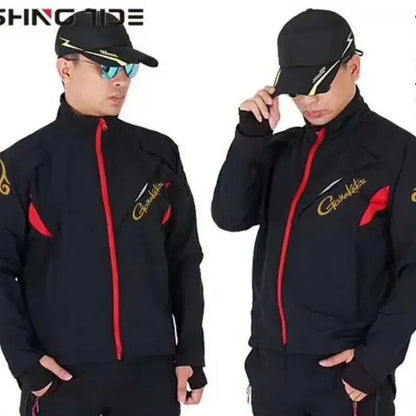 Novo Conjunto de Roupas de Pesca Outono Inverno GM Masculino, Conjunto de Calça e Jaqueta de Pesca Impermeável, Respirável e Quente de Fleece para Montanhismo