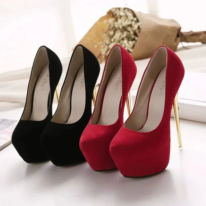Fashionable Round Toe Shallow Mouth New Super High Heels Summer Sexy Elegant Banquet Wedding Stiletto Women's Shoes NO:601