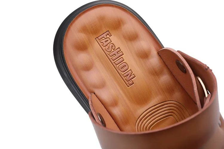 Men's Casual Trendy Soft Bottom Sandals 2024 New Design Real Leather Beach Shoes Slippers Anti-Slip Summer Shoes