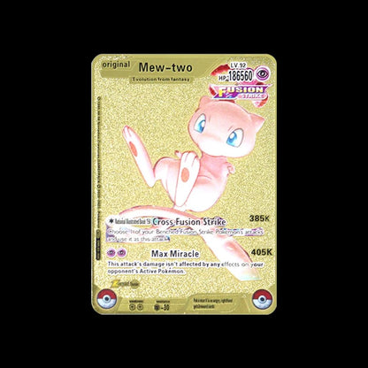 Pokémon 183200 Pontos Alto HP Cartas de Metal Douradas Pretas Inglês Francês Vmax Mega GX Coleção de Cards Charizard Pikachu Mewtwo
