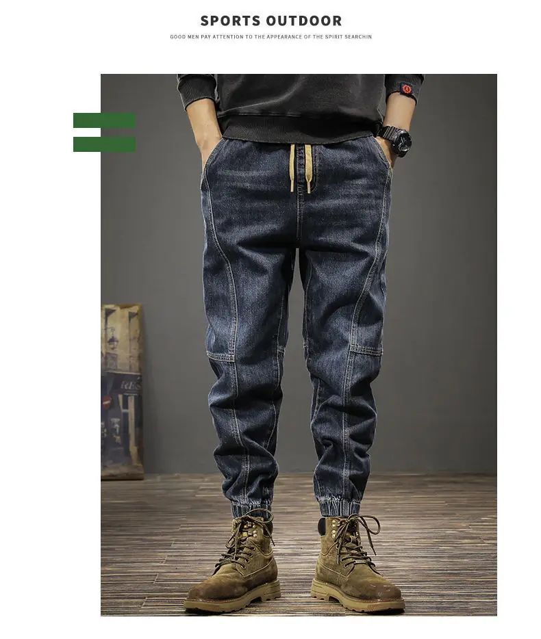 Calça Jeans Masculina Solta Moda Outono Inverno Calça Harem Casual Calça Comprida Roupa de Trabalho Confortável