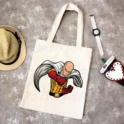 One Punch Man Shopping Bag Grocery Shopper Anime Genos Saitama Sensei Shopping Jute Bag Cotton Bag Jute