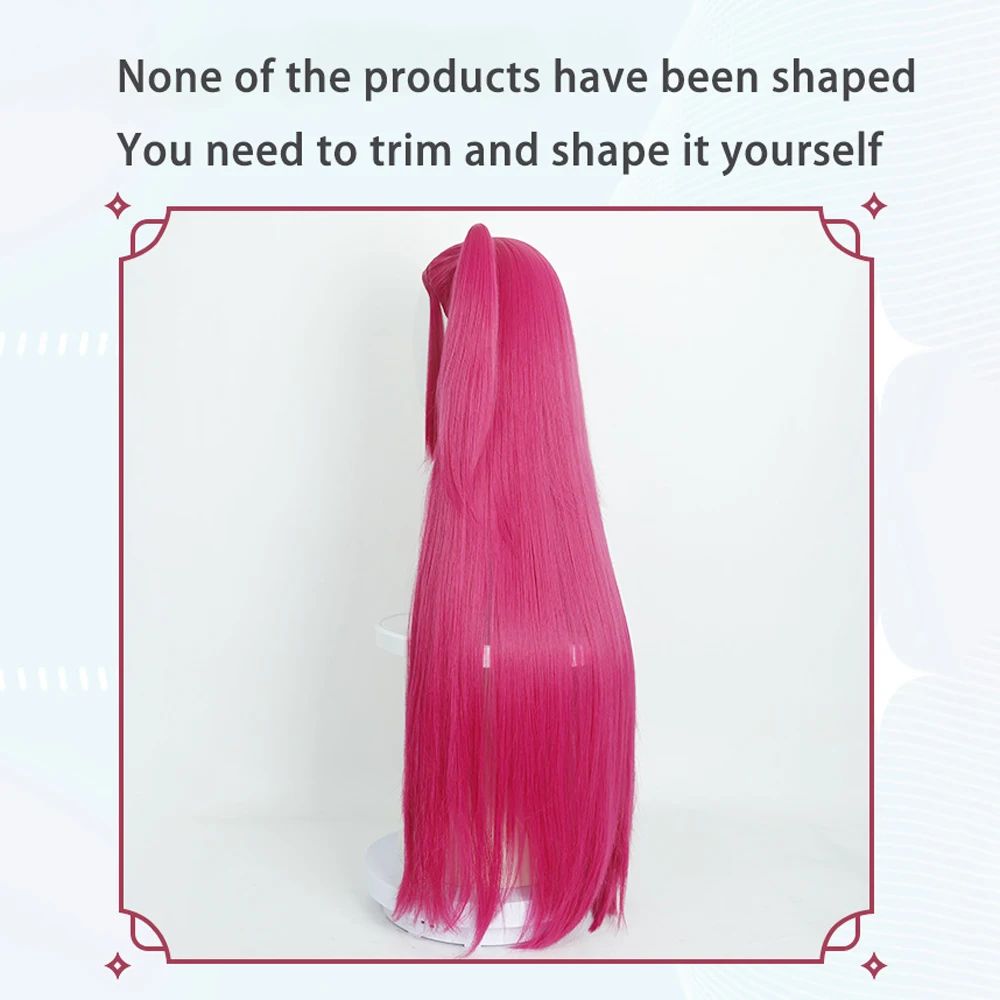Anime Kpop: Demon Hunters Mila Cosplay Synthetic Hair 38-Inch Rose Red Straight Hair Halloween Daily Party Realistic Scalp Wig