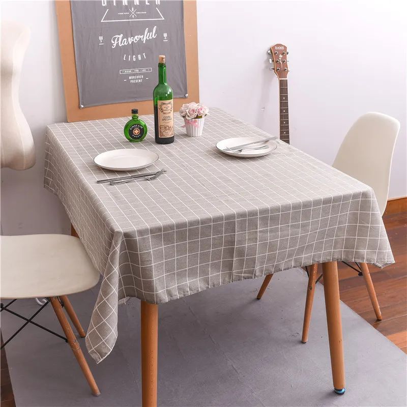 Table Cloth for Home Linen Cotton Plaid Stripe Dining Tablecloth Kitchen Decorative Rectangular Coffee Cuisine Party Table Cover