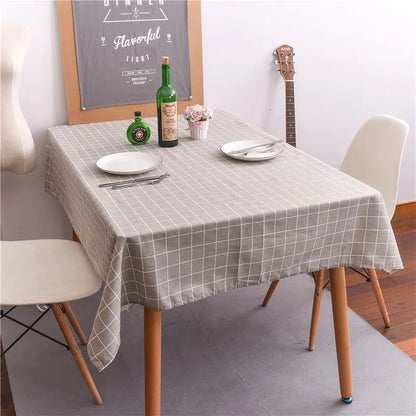 Table Cloth for Home Linen Cotton Plaid Stripe Dining Tablecloth Kitchen Decorative Rectangular Coffee Cuisine Party Table Cover