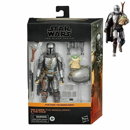 Boneco Star Wars Baby Yoda & Din Djarin - The Black Series Articulações Móveis Brinquedo Colecionável Envio Rápido Em Estoque
