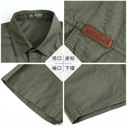 2024 Men's Solid Cotton Military Shirts Long Sleeve Multi-pocket Cargo Tactical Shirt Male Casual Lapel Blouses Camisa Masculina