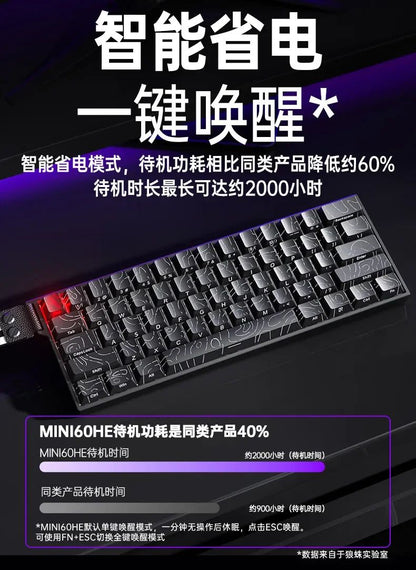 Teclado AULA Mini60 HE Magnetic Switch RGB Tri Mode Sem Fio Mecânico 8000Hz 0.01mmRT Teclado Gamer Presentes para Gamers