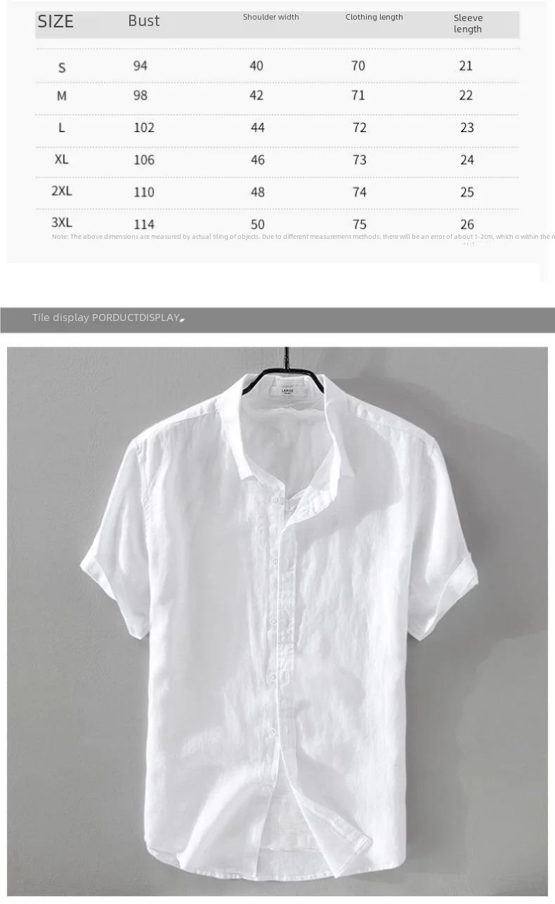 Short Sleeve Linen Shirt Men Simple Casual Retro Loose Style Youth Thin Basic Half Sleeve Cotton Linen Clothing