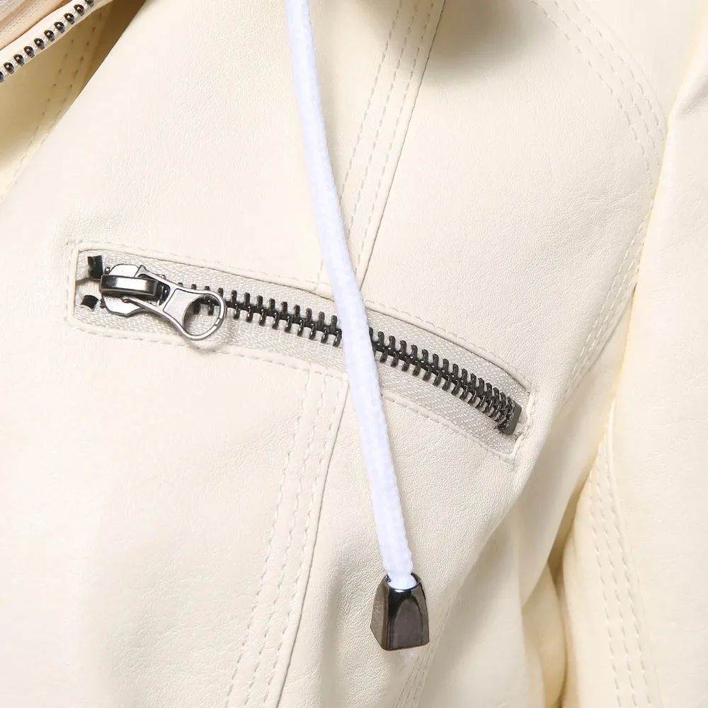 Gothic Faux Leather Jacket Women Coat 2025 Hoodies Winter Autumn Motorcycle Jacket Black Outerwear Leather PU Basic Jacket Coat