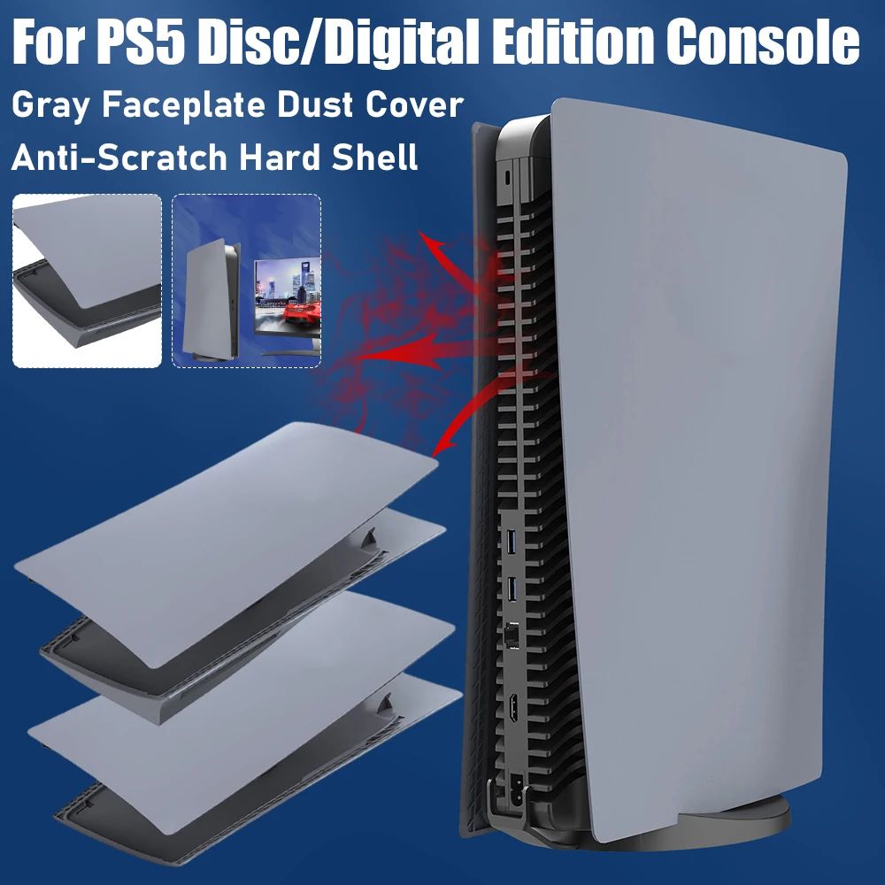 For PS 5 Disc/Digital Edition Console Gray Faceplate Anti-Scratch Hard Shell Dust Cover 30th Anniversary Shockproof Cover Plates