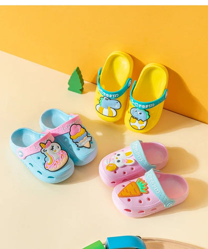 Summer Kids Sandals Hole Children's Shoes Slippers Soft Anti-Skid Cartoon DIY Design Hole Baby Shoes Sandy Beach For Boys Girls