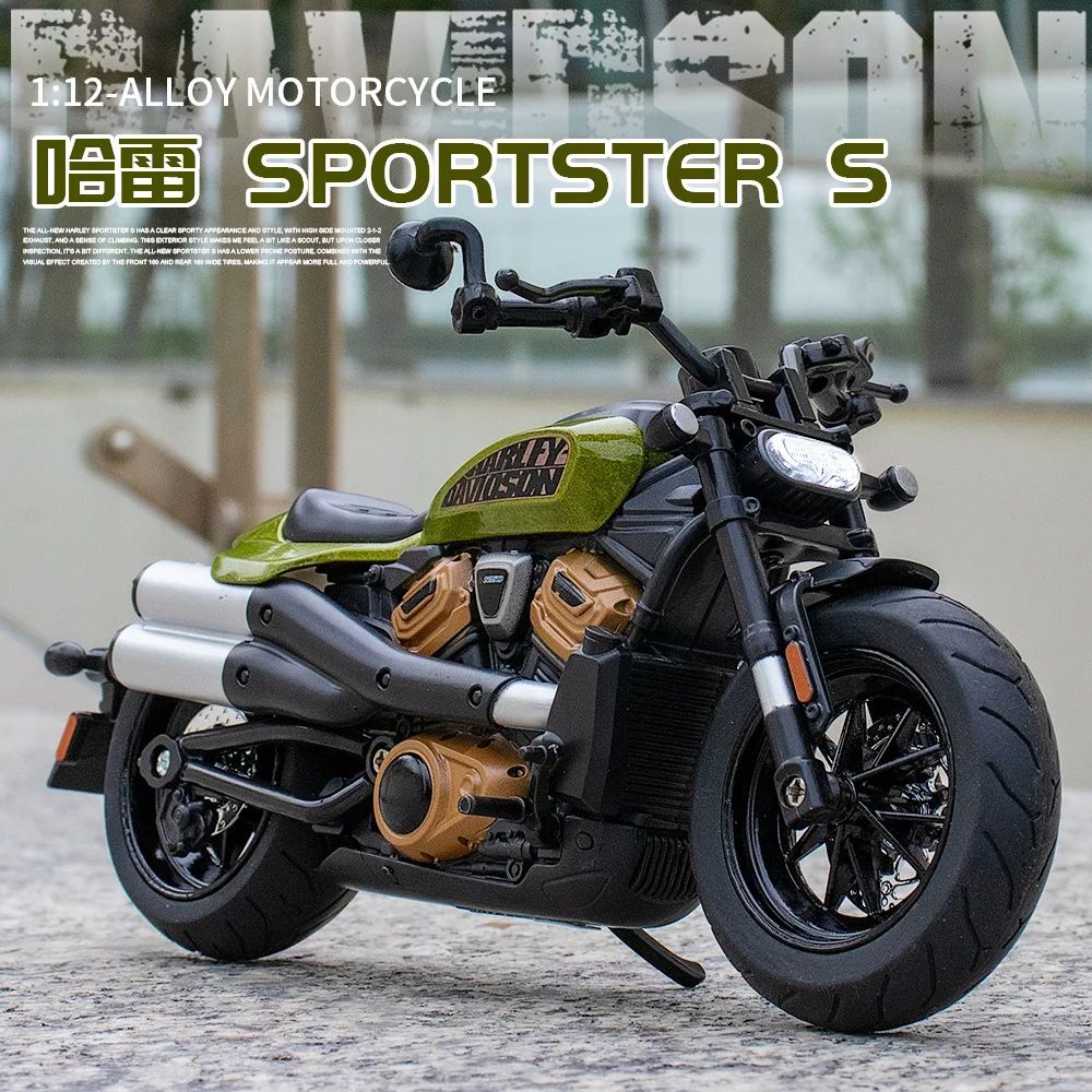 1:12 Harley SPORTSTER S Moto Alta Simulação Liga de Metal Fundido Modelo de Carro Coleção de Luz e Som Brinquedos Infantis Presentes M41