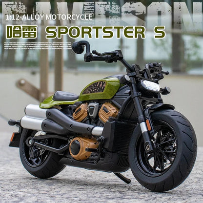 1:12 Harley SPORTSTER S Moto Alta Simulação Liga de Metal Fundido Modelo de Carro Coleção de Luz e Som Brinquedos Infantis Presentes M41