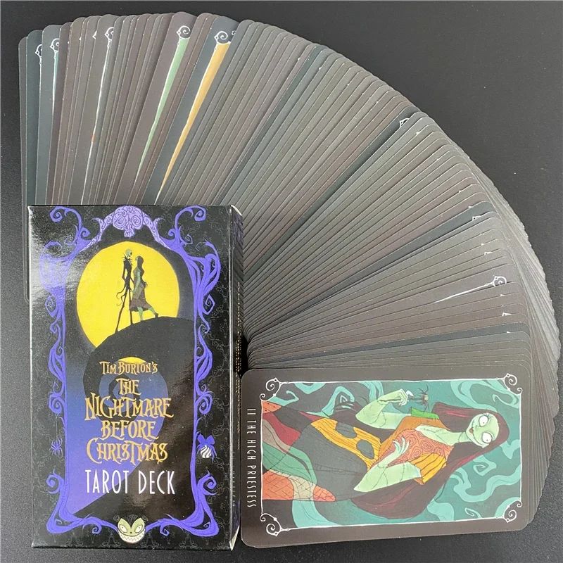 10.3x6cm Disney The Nightmare Before Christmas Baralho de Tarô e Guia em PDF Jogo de Tabuleiro Adivinhação Diga o Futuro Presente de Aniversário