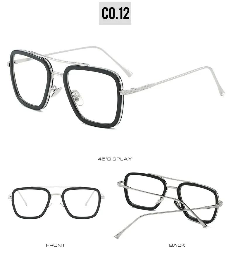 Steam Punk Tony Stark Sunglasses Men Women Fashion Square Driving Glasses Unisex Metal Frame Trendy Shades Oculos De Sol