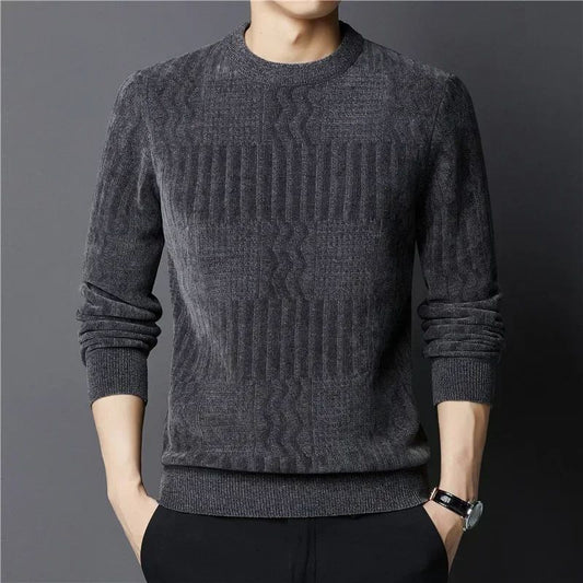 Brand Clothing High Quality Fashion Sweaters Male Slim Fit Casual Knitted Pullover Man Casual Round Neck Sweaters Black Grey
