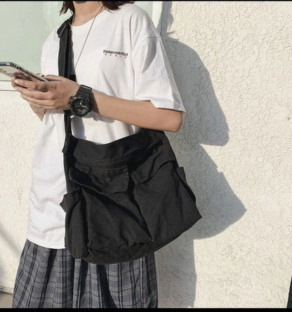 2025 y2k Women Vintage Handbag Canvas Teenager Shoulder Tote Bags Messenger Bags Ladies Casual Handbag Crossbody Purse