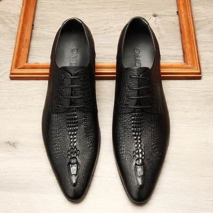 Handmade Mens Wedding Oxford Shoes Black Blue Genuine Leather Flat Dress Shoes Crocodile Pattern Summer Business Formal Loafers
