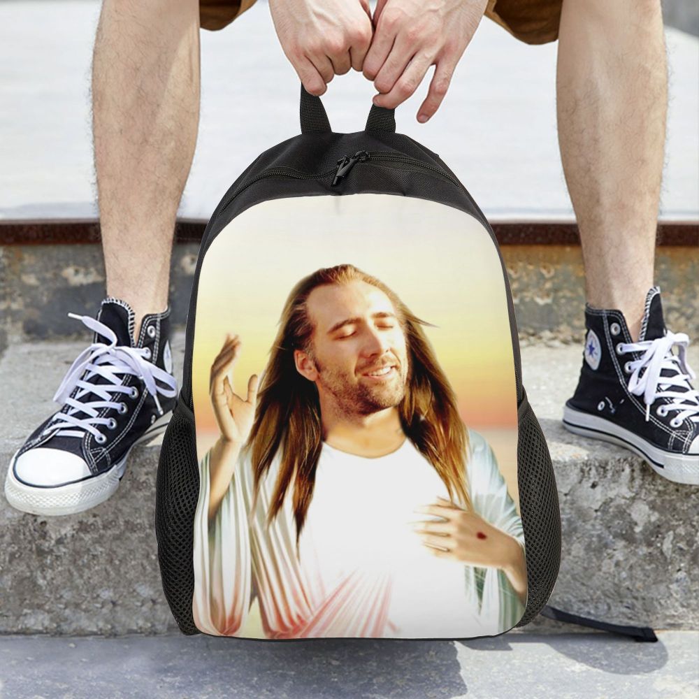 Custom Nicolas Cage Meme Laptop Backpack Women Men Basic Bookbag for College School Student Funny Bags