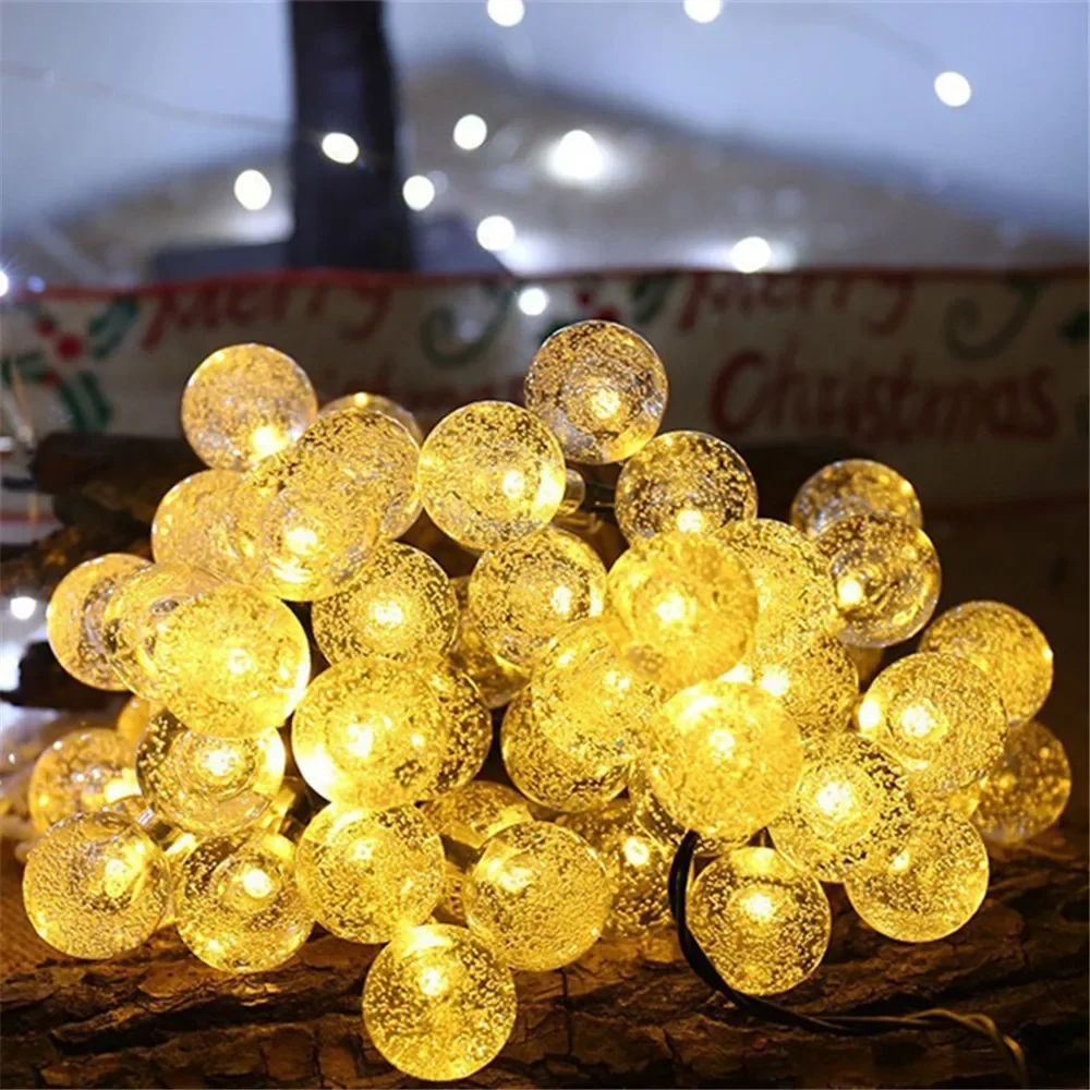 LED Bubble Ball String Lights Golden Glow Battery Operated Indoor Fairy Lights for Wedding Holidays New Year 2026 Decorations