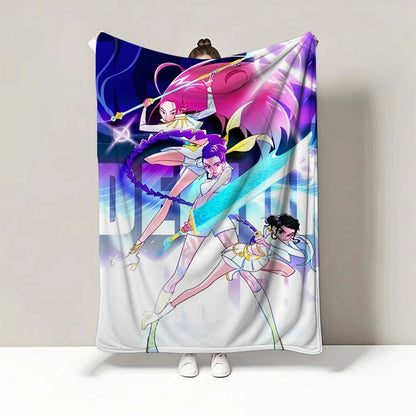 Cute Kpop Demon Hunter Blanket,kpop Fun Gift,cozy K-pop Demon Hunters Huntrix Blanket,anime Inspired, Huntrix Inspired Blanket
