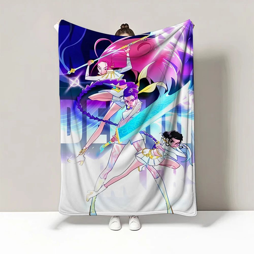 Cute Kpop Demon Hunter Blanket,kpop Fun Gift,cozy K-pop Demon Hunters Huntrix Blanket,anime Inspired, Huntrix Inspired Blanket