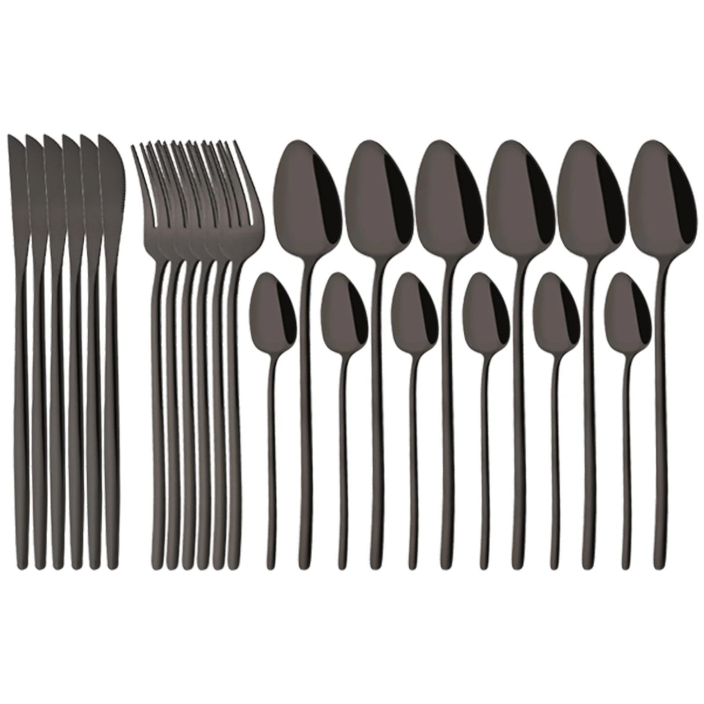 24Pcs Stainless Steel Dinnerware Set Kitchen Fork Spoon Knife Dinner Cutlery Set White Silver Western Flatware Tableware Set