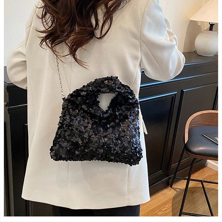 Exquisite Shining Sequins Square Women's Shoulder Bag Popularity Stylish Design Handbags High Quality Solid Sweet Crossbody Bags